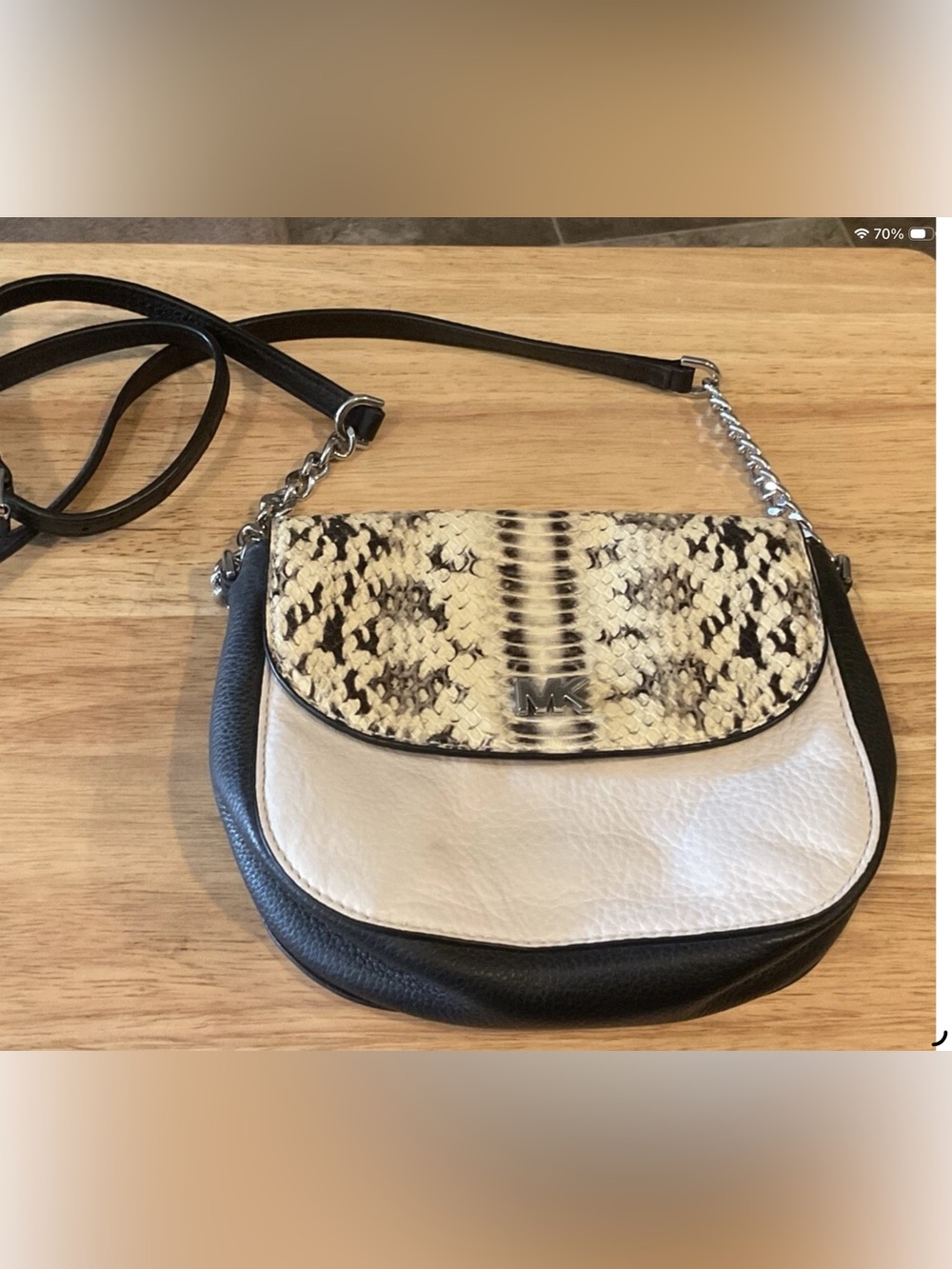 Michael Kors Mott Snake Embossed Leather Dome Crossbody Bag EUC